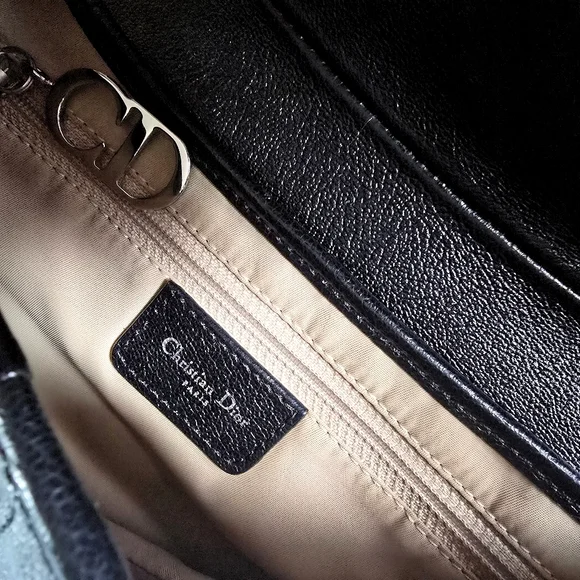 Dior Saddle Bag Vintage Black Goatskin Leather With Contrast Stitch - Picture 12 of 15